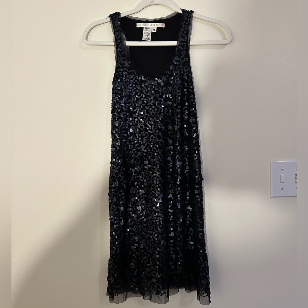 Max Studio Black Multi Racer BackSequin Dress Cocktail Party Special Occasion
